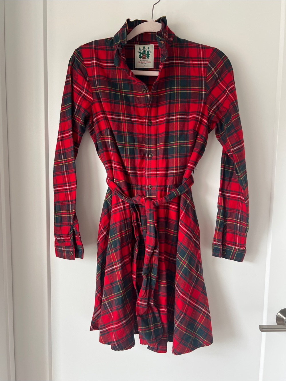 Kiel James Patrick Red and Green Plaid Shirt Dress